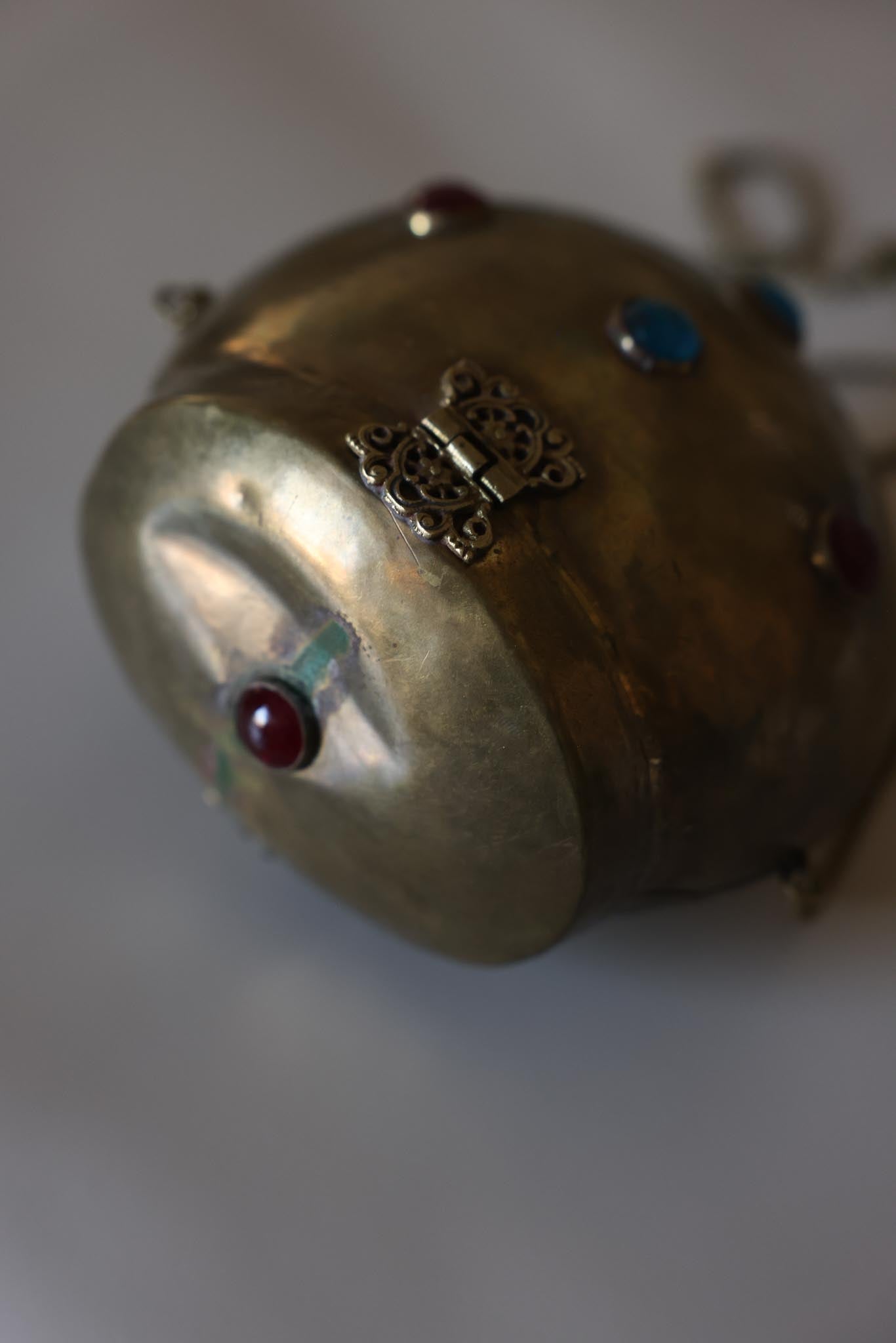Antique Brass Gemstone Orb Evening Bag|Vintage Baazaar 