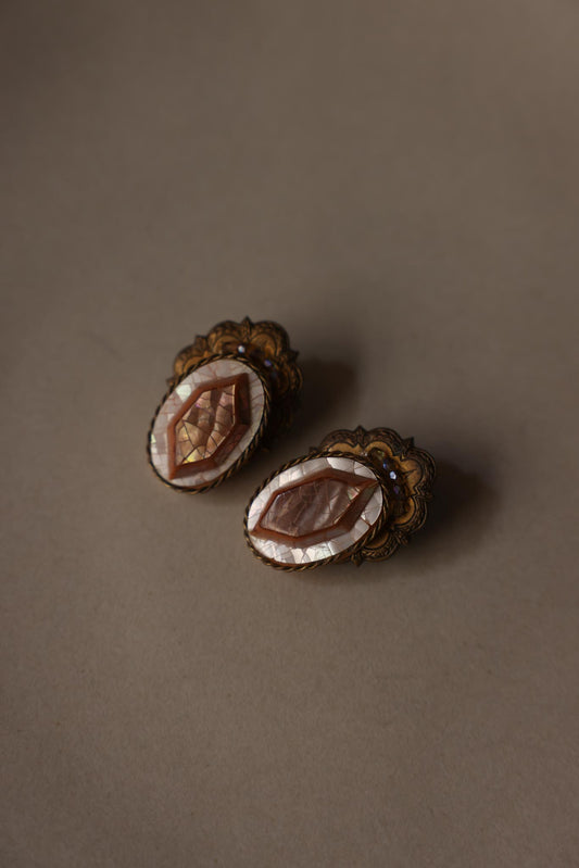 1930s Art Deco Mosaic Glass Clip-On Earrings