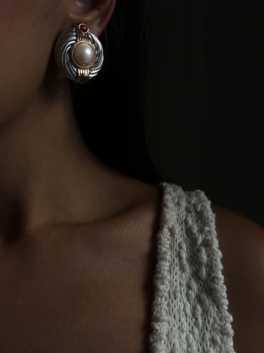 Galaxy Pearl Earrings|Vintage Baazaar 