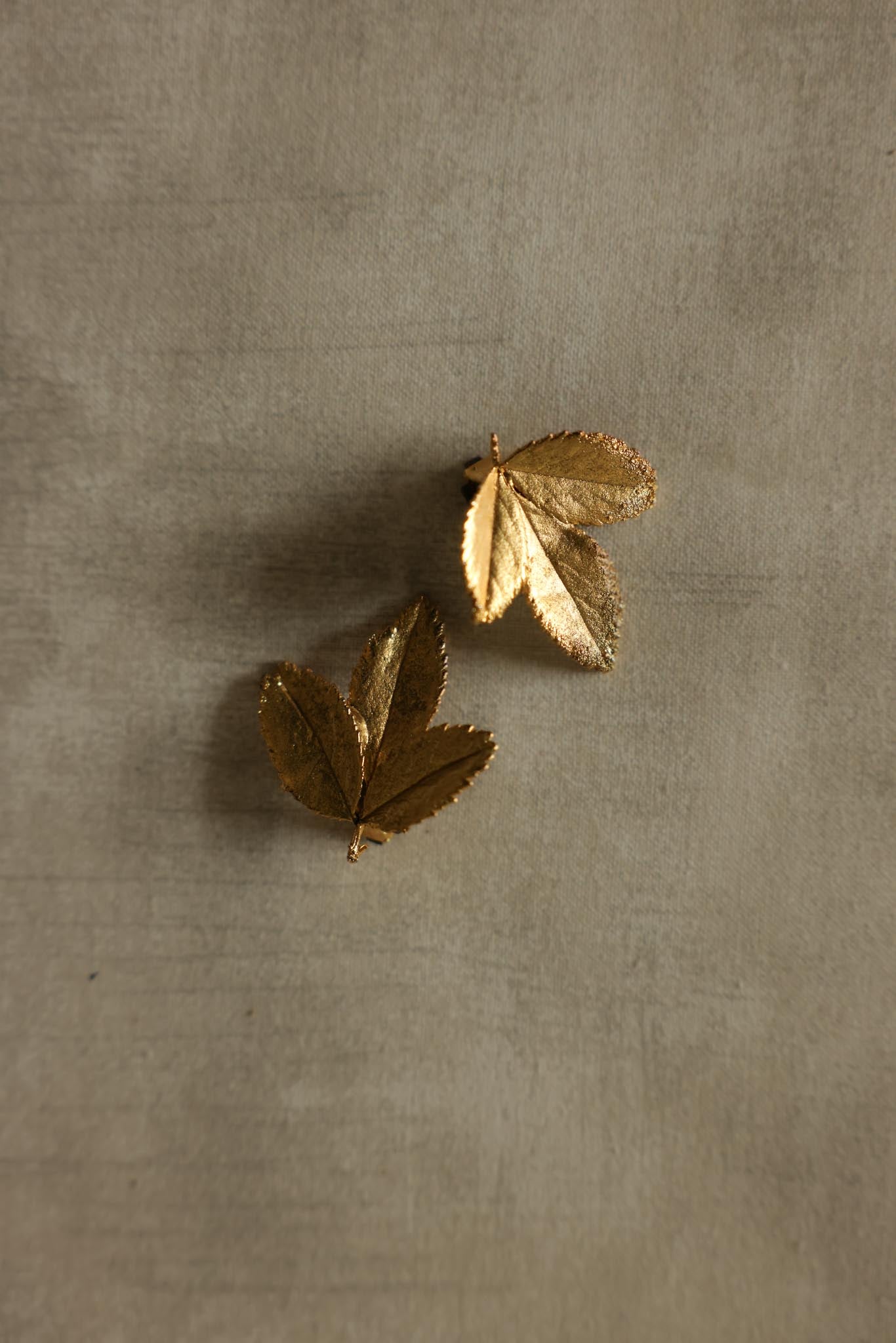 Gold-Tone Leaf Clip-On Earrings-1960's