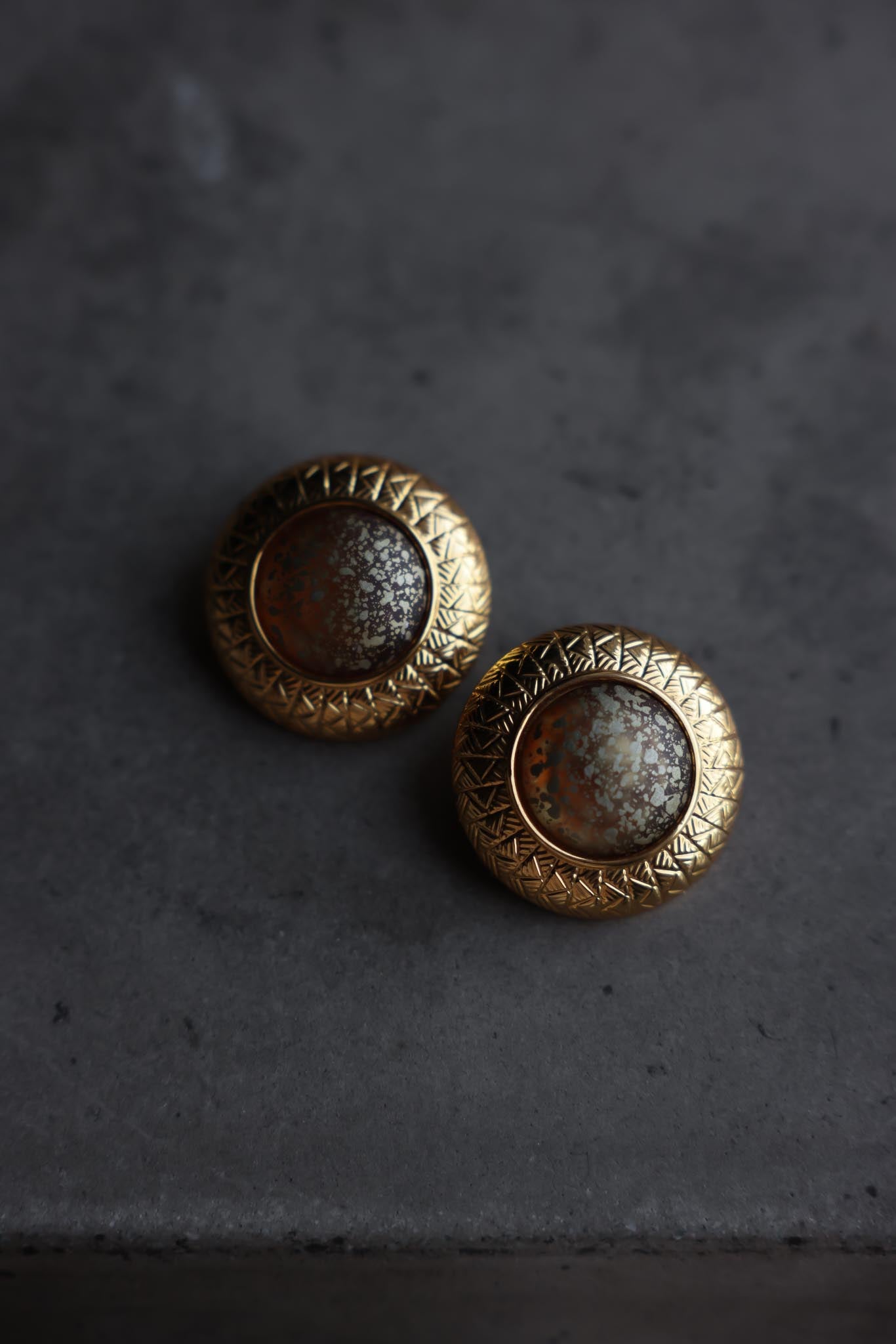 Italian Gold-Tone Amber Clip-On Earrings