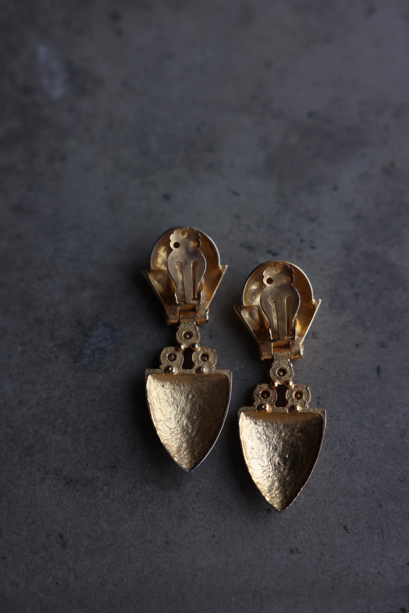 Gold-Tone Geometric Clip-On Earrings with Clear Rhinestones