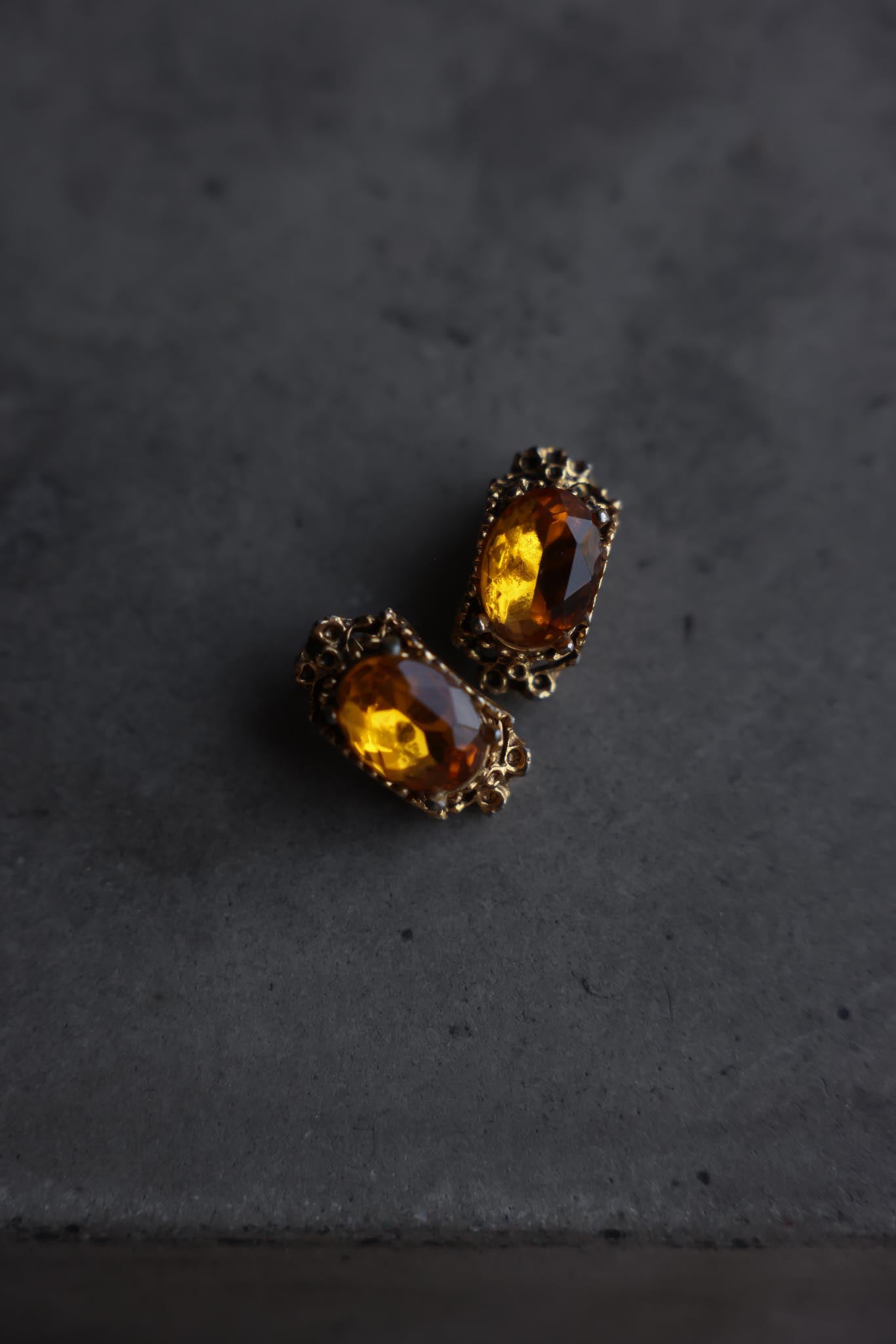 Gold-Tone Amber Glass Clip-On Earrings