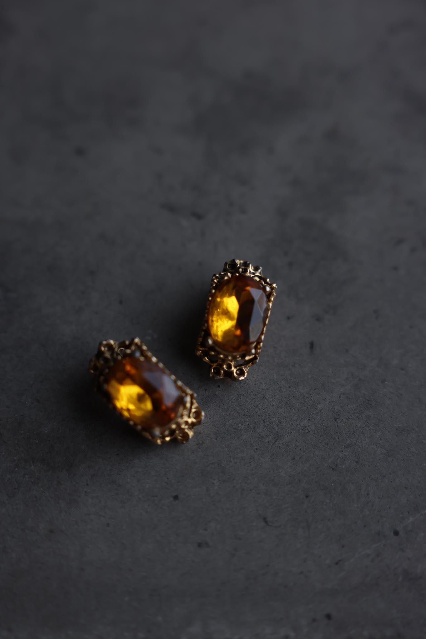 Gold-Tone Amber Glass Clip-On Earrings