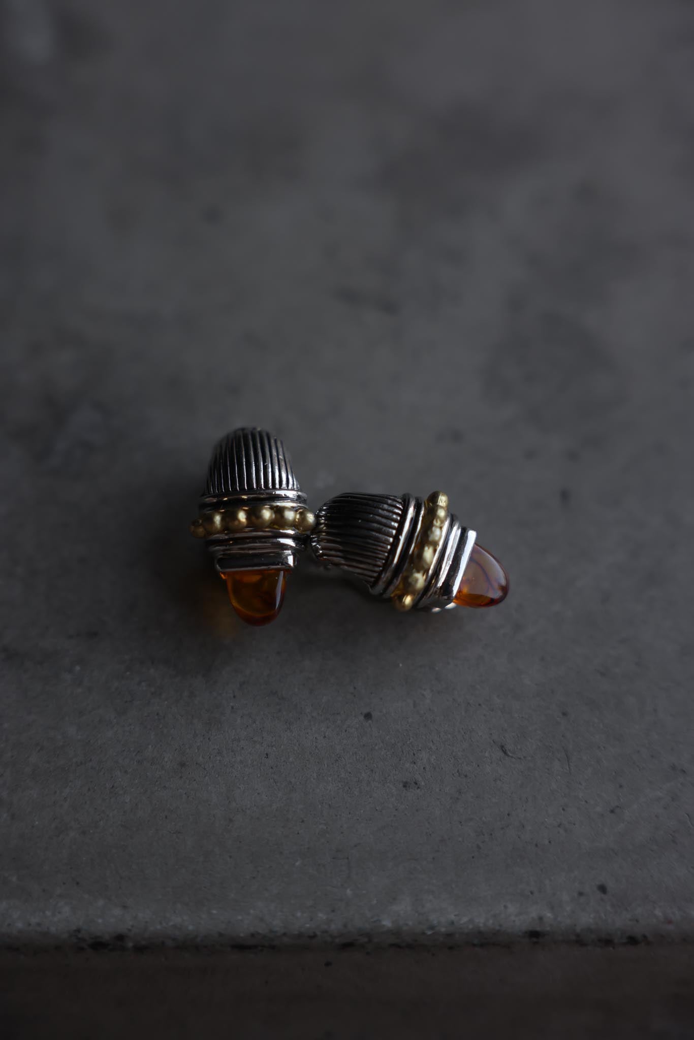 Two-Tone Amber Clip-On Earrings