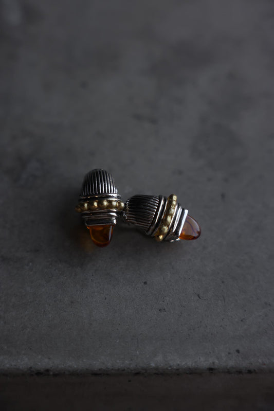 Two-Tone Amber Clip-On Earrings