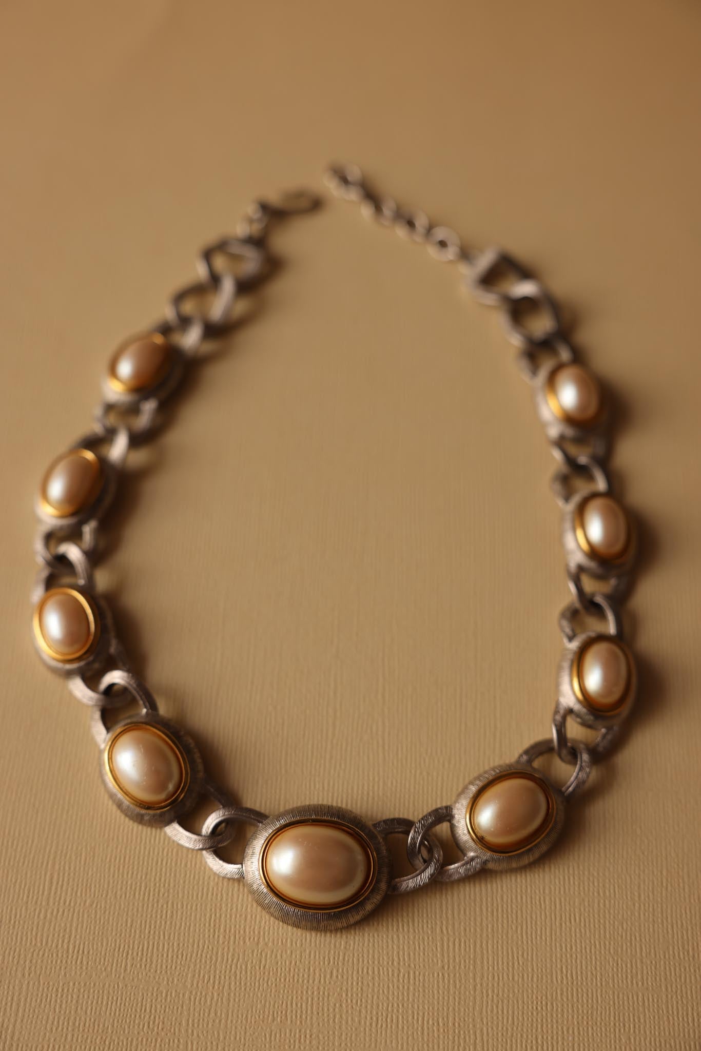 Monet Silver-Tone Faux Pearl Necklace|Vintage Baazaar 