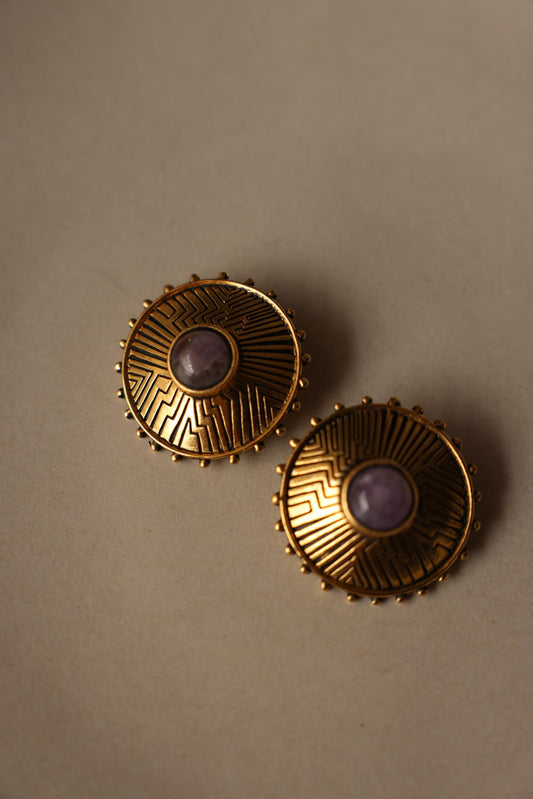 Laurel Burch Gold-Tone Round Clip-On Earrings