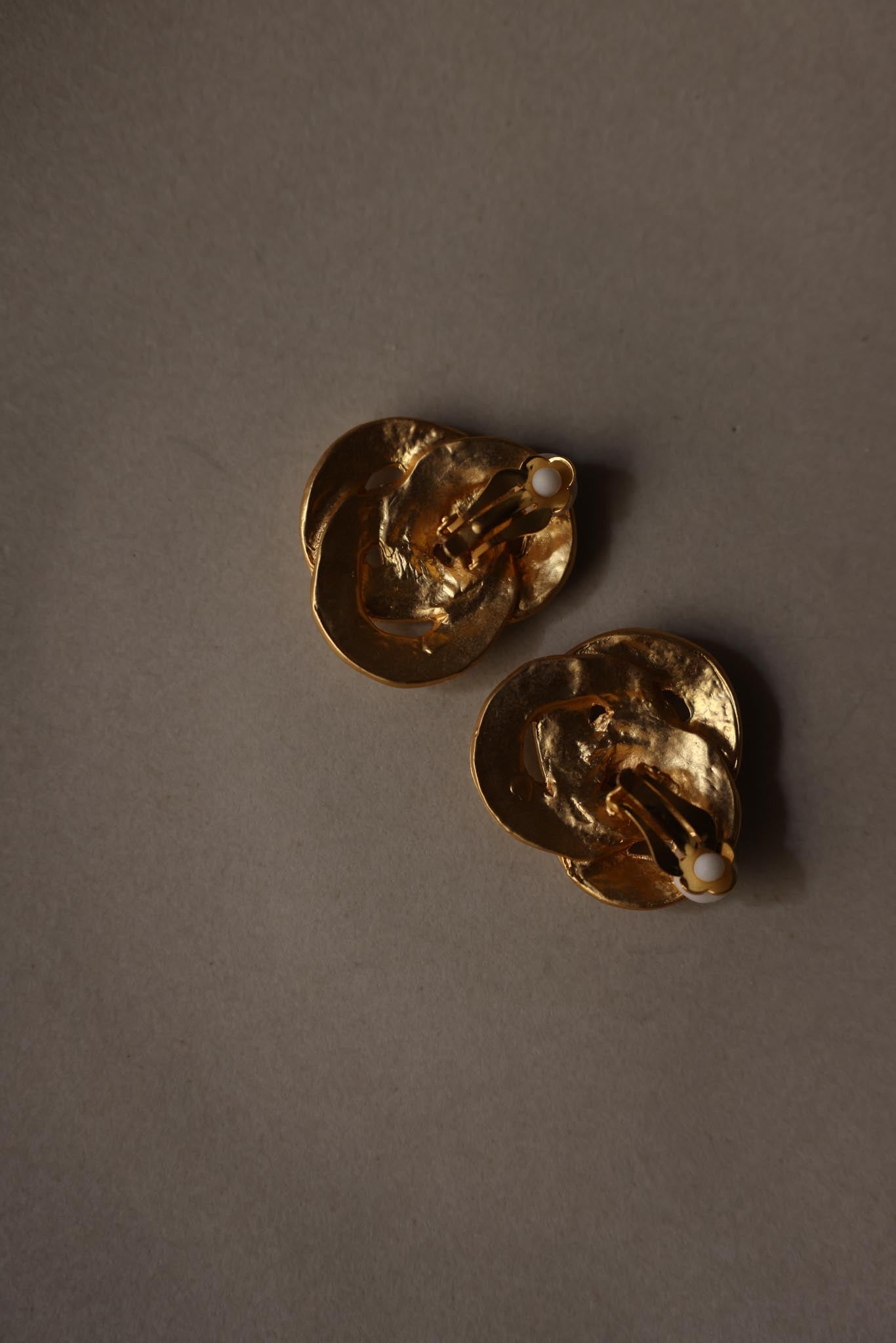 Matte Gold Rhinestone Clip-On Earrings