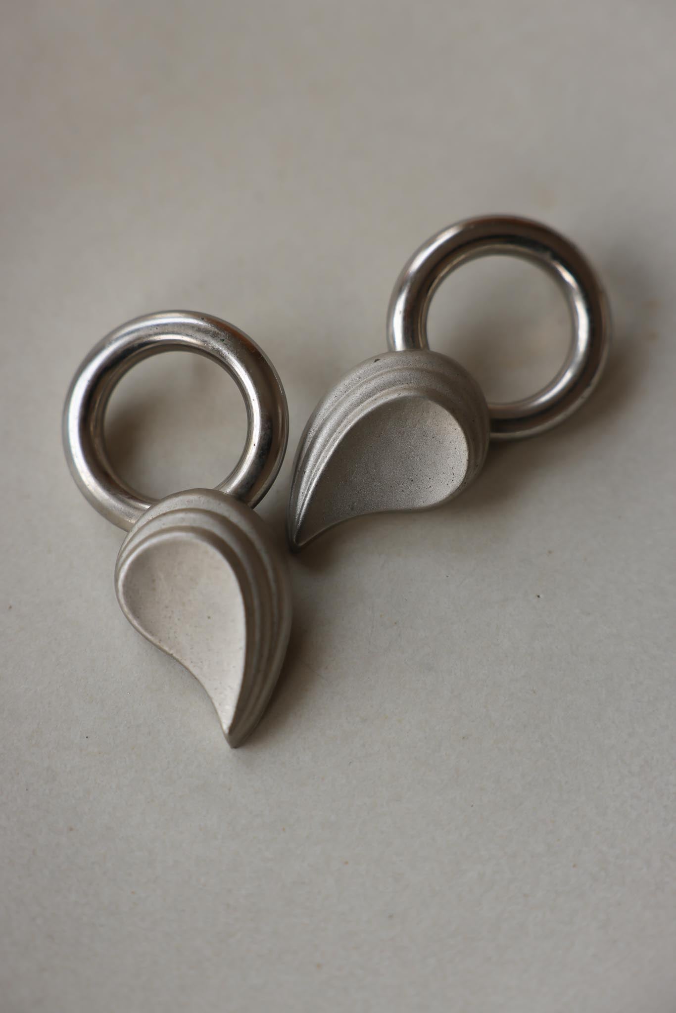 Sculptural Silver-Tone Statement Earrings|Vintage Baazaar 