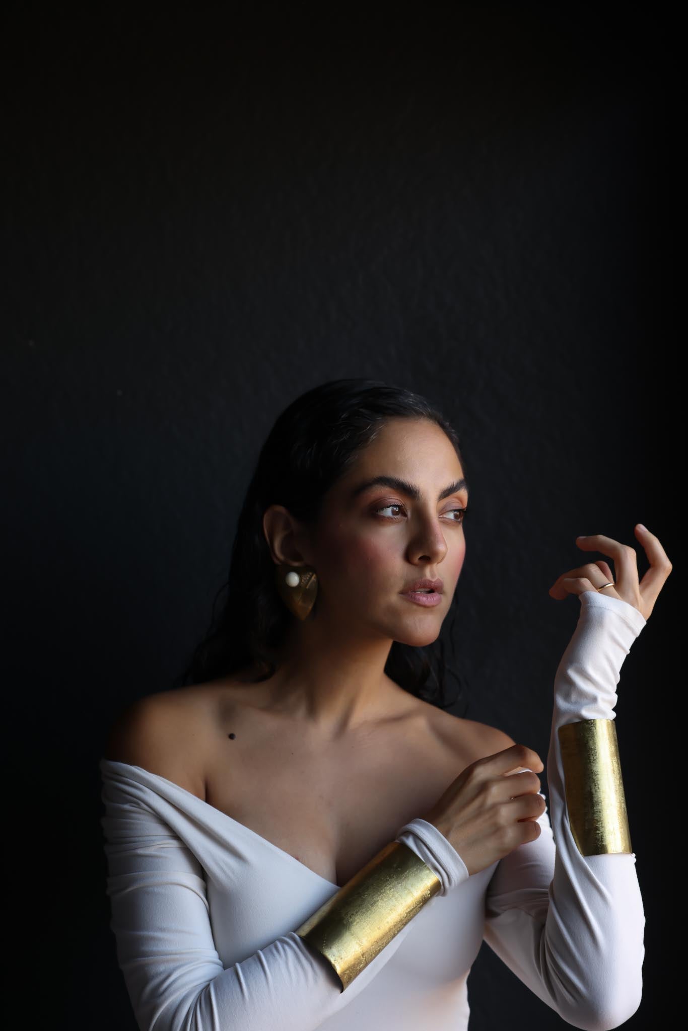Brass Shield Clip-On Earrings with Cream Center|Vintage Baazaar 