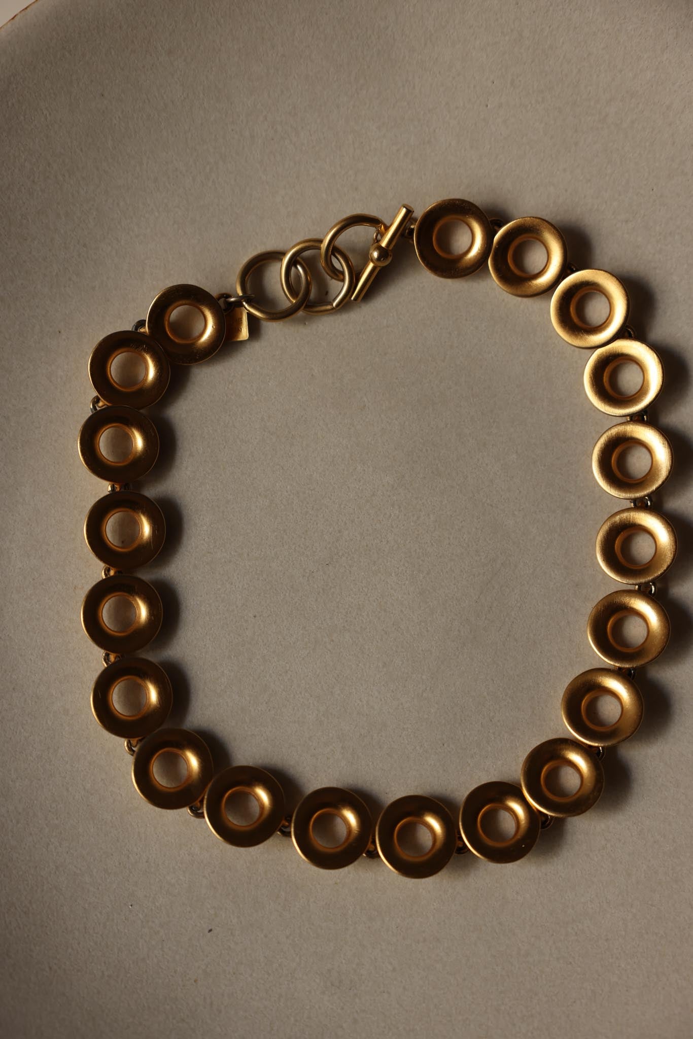 Matte Gold Circle Link Statement Necklace Anne Klein|Vintage Baazaar 