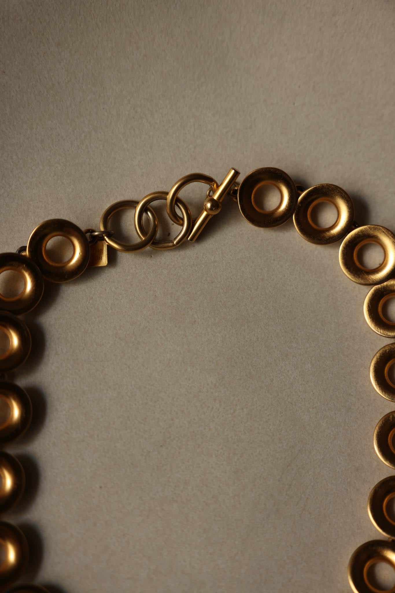 Matte Gold Circle Link Statement Necklace Anne Klein|Vintage Baazaar 