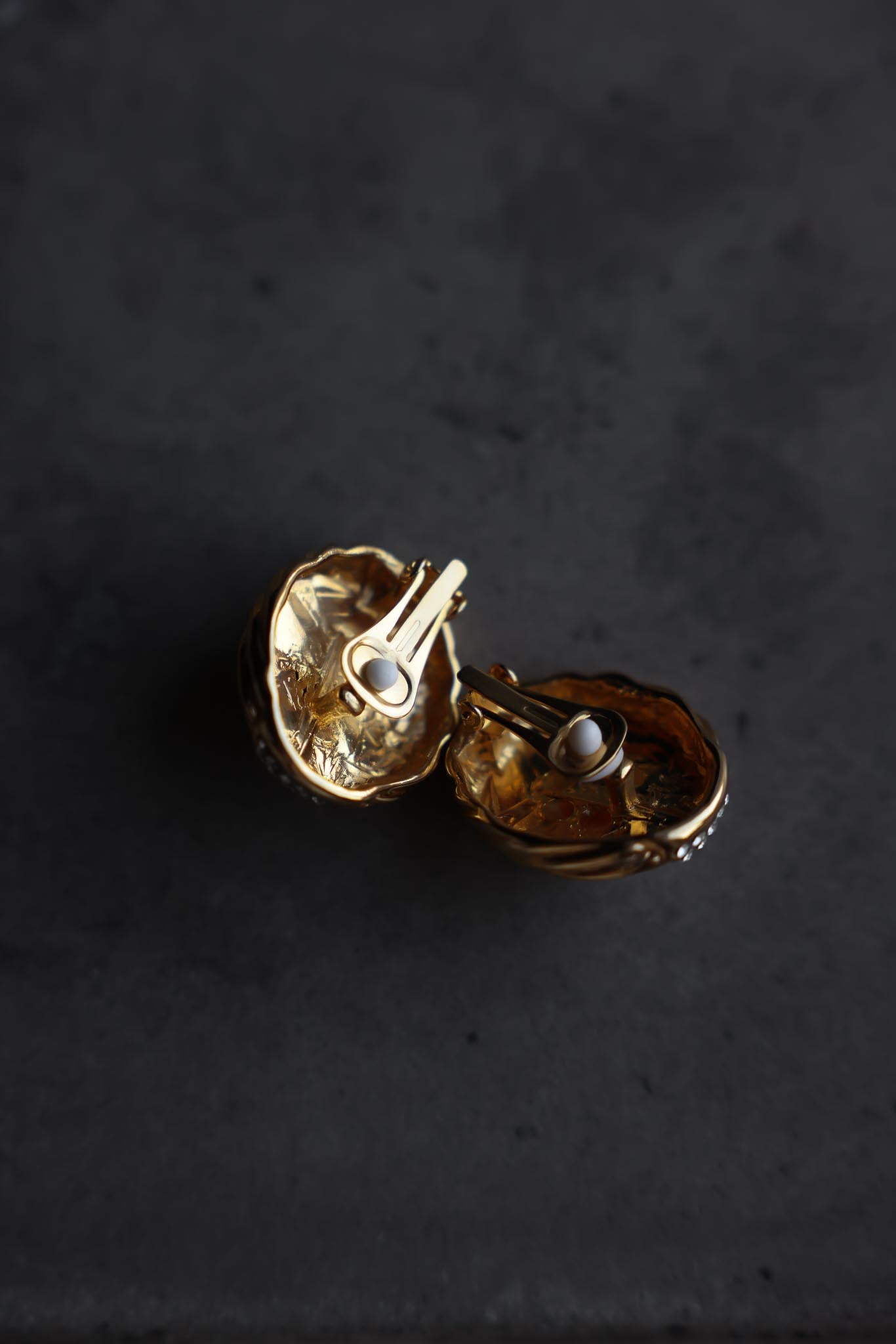Gold-Tone Clip-On Earrings with Faux Pearl and Rhinestones