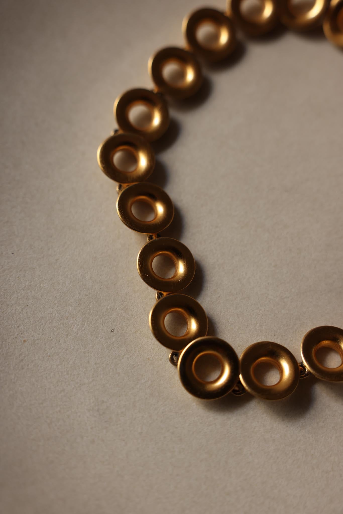 Matte Gold Circle Link Statement Necklace Anne Klein|Vintage Baazaar 