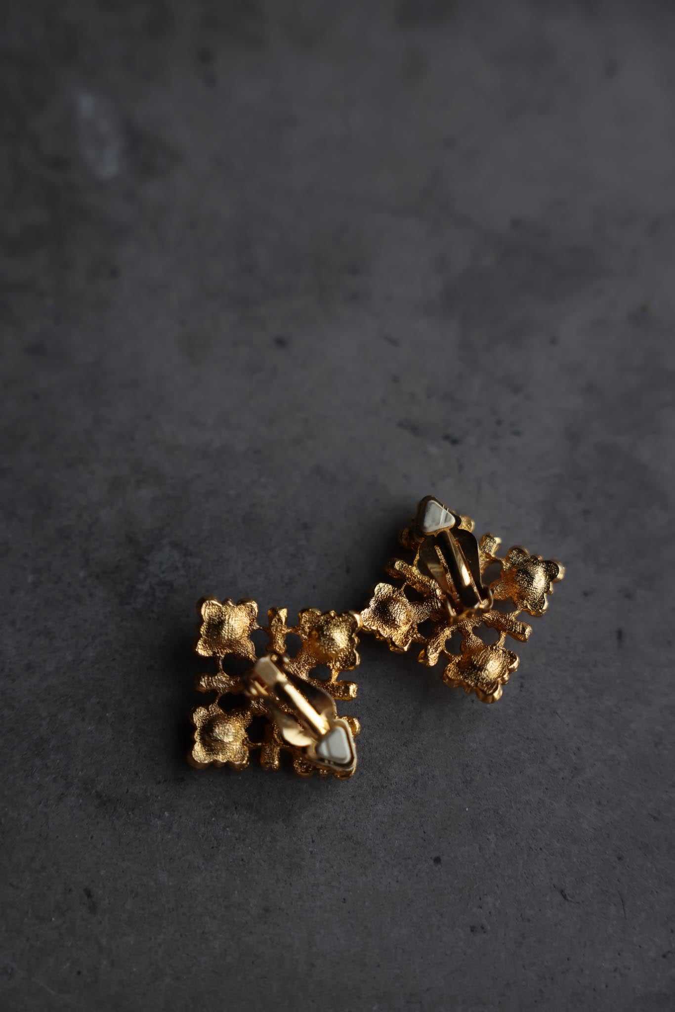 Gold-Tone Filigree Clip-On Earrings with Faux Pearls (Signed LCi)