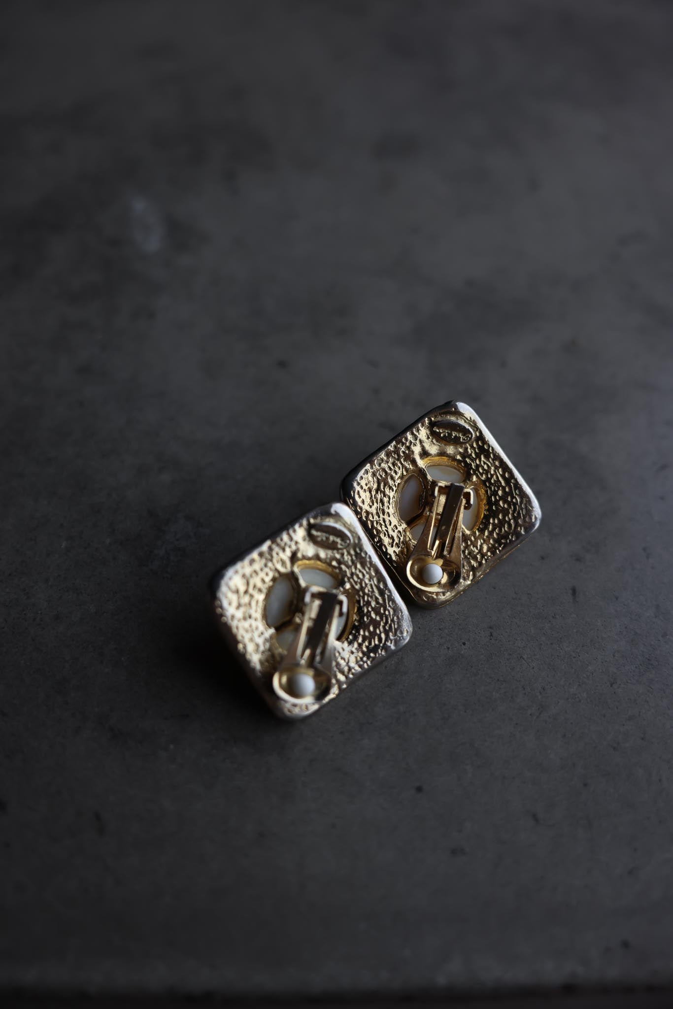 Gold-Tone Square Clip-On Earrings with Faux Pearls