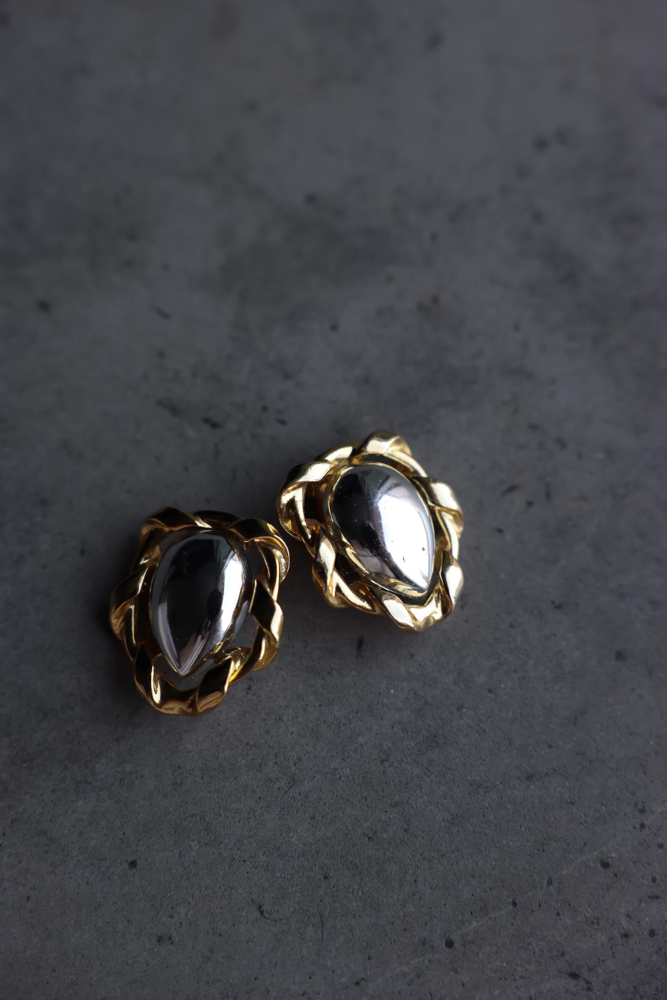 Two-Tone Teardrop Clip-On Earrings