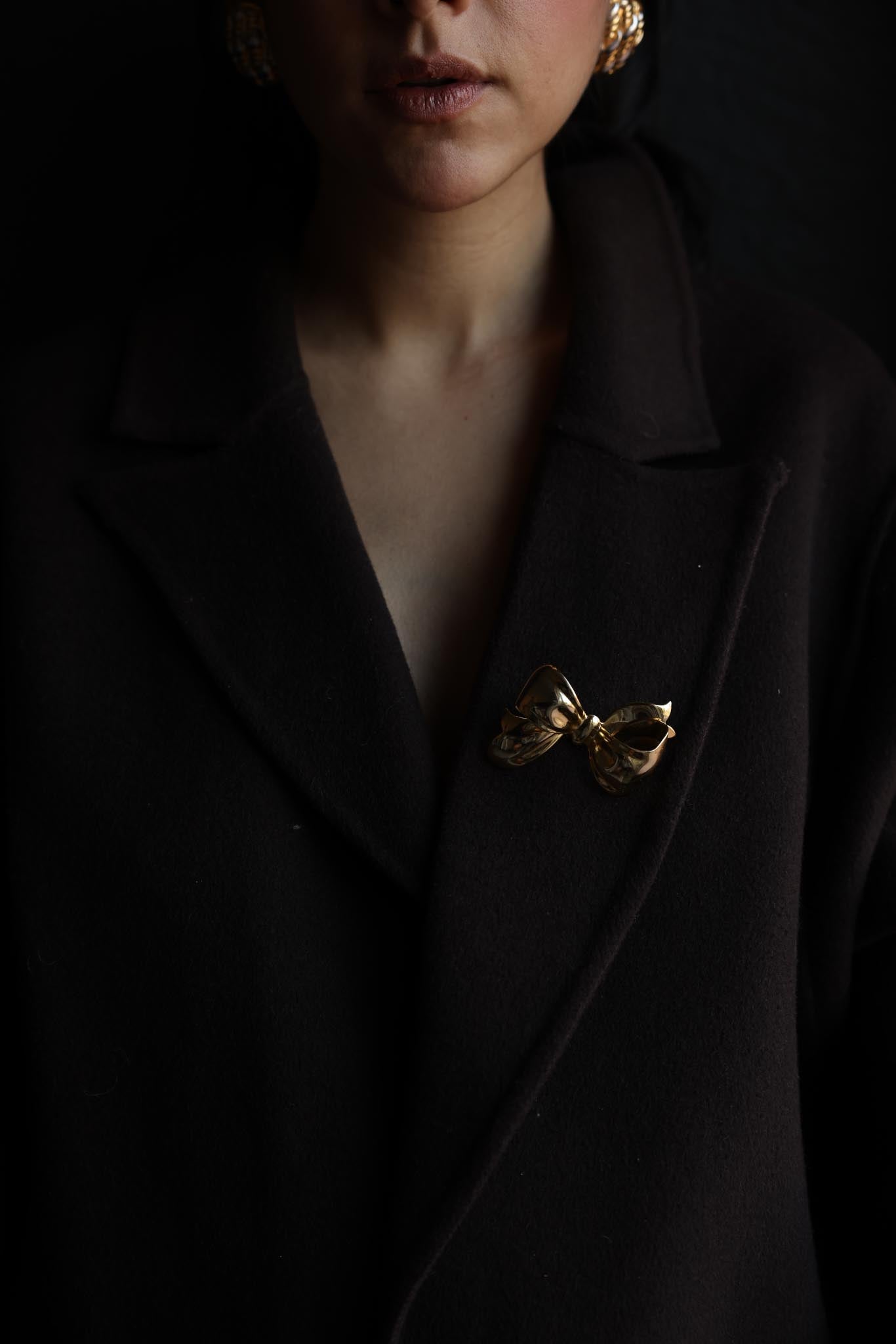 Gold-Tone Sculpted Bow Brooch