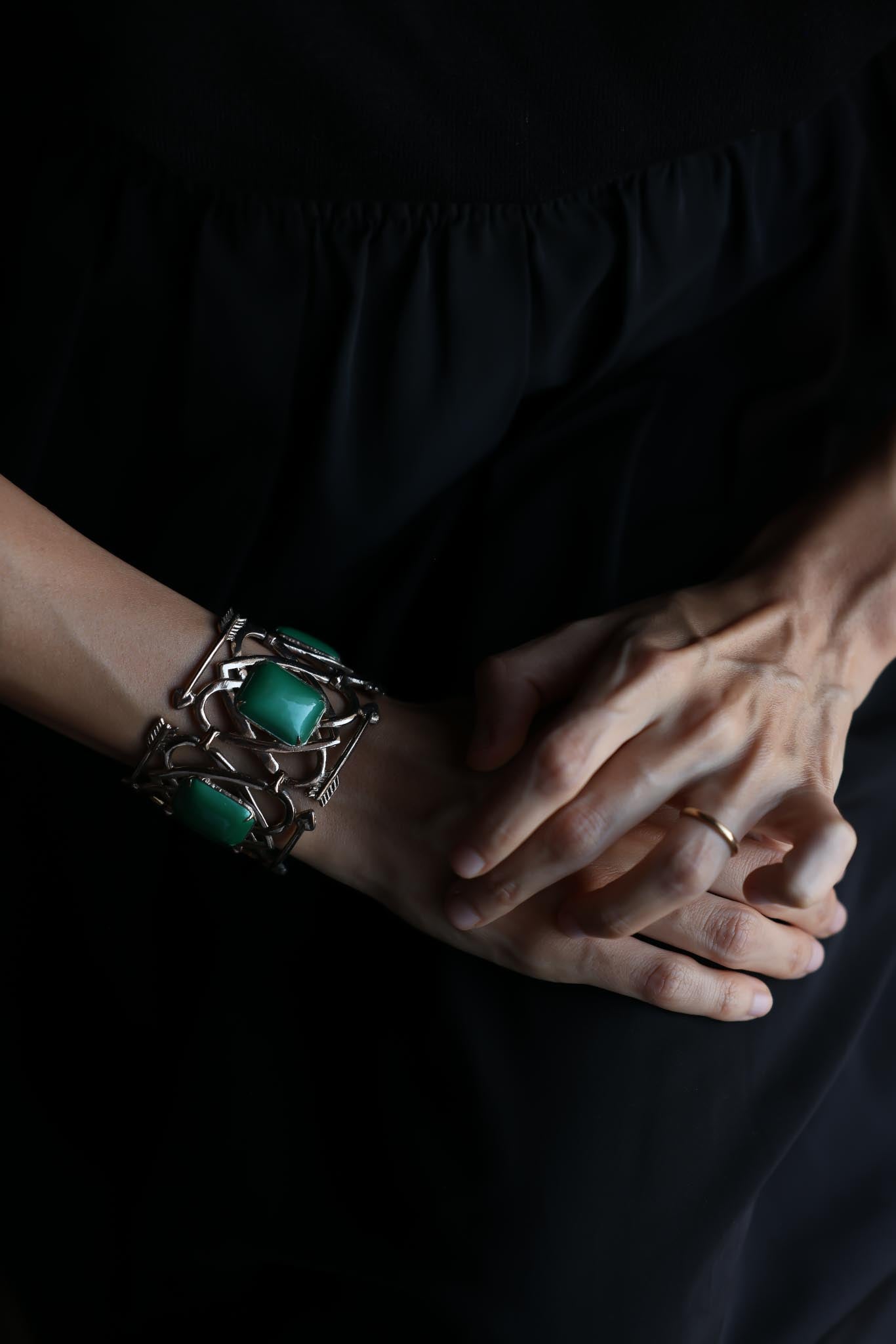 Green Cabochon Geometric Bracelet 1950s