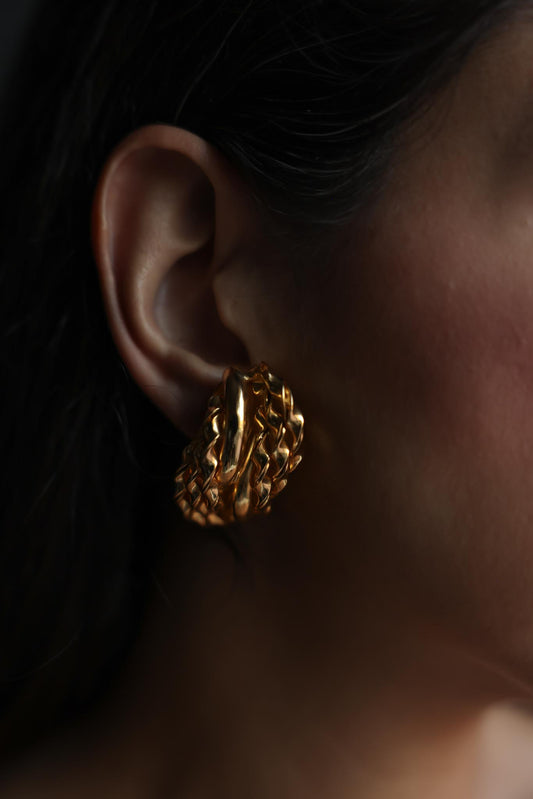 Gold-Tone Braided Clip-On Earrings