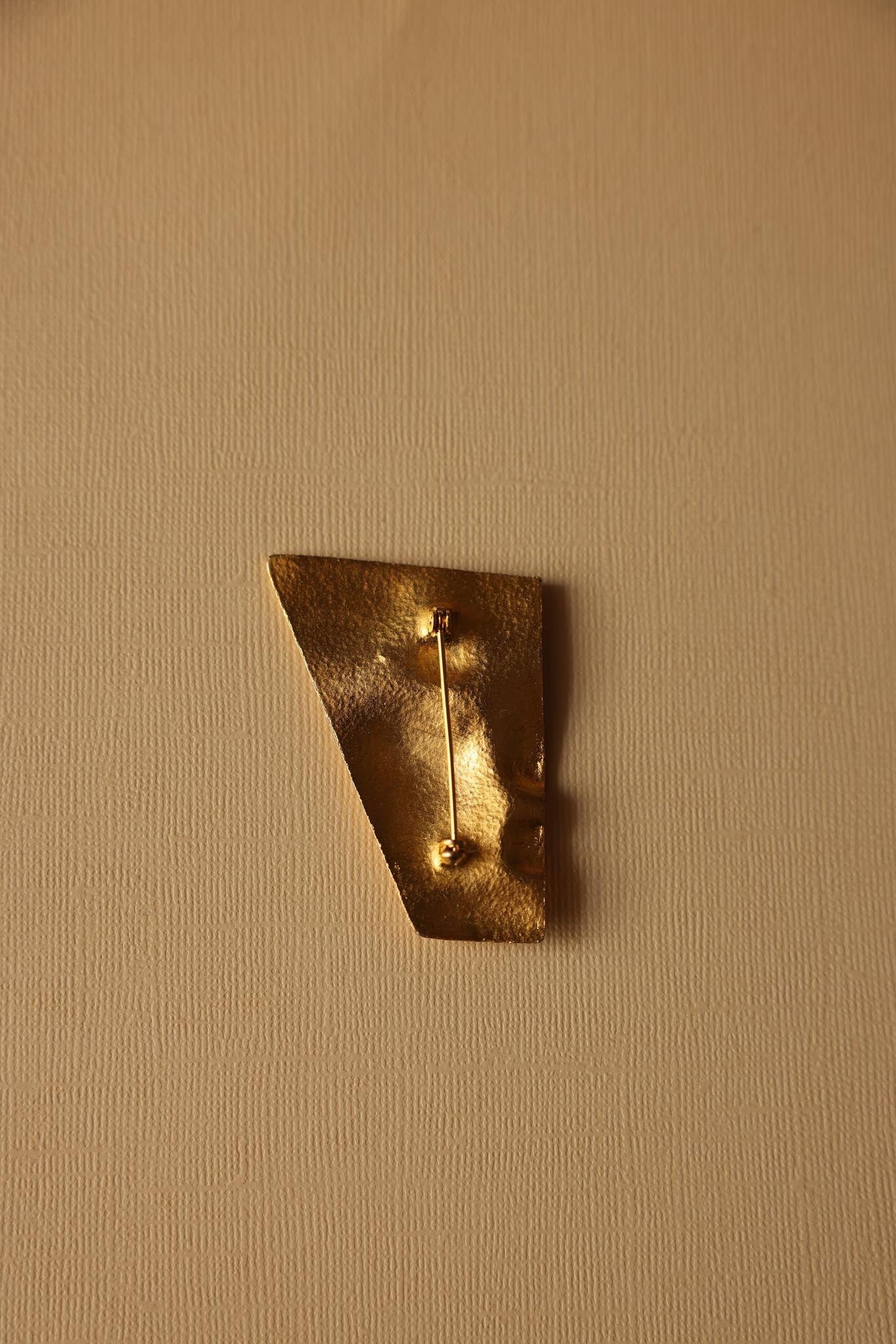 Matte Gold Abstract Face Brooch with Sculptural Angles|Vintage Baazaar 