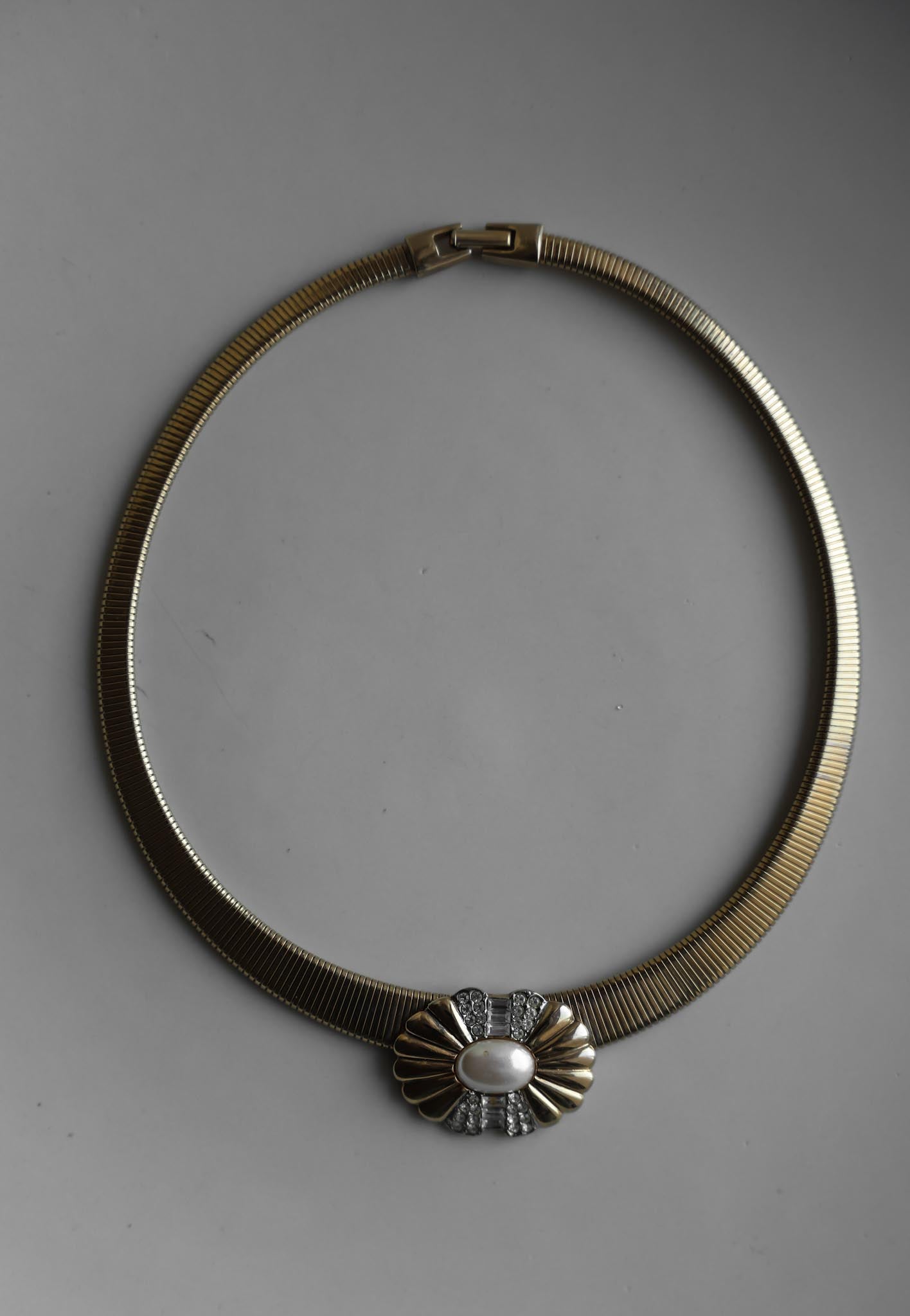 Gold-Tone Omega Chain Necklace|Vintage Baazaar 