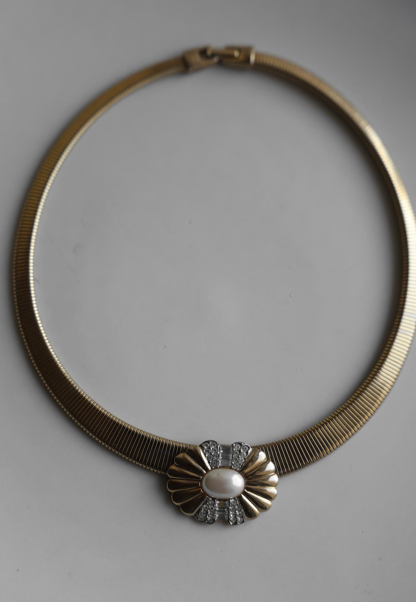 Gold-Tone Omega Chain Necklace|Vintage Baazaar 