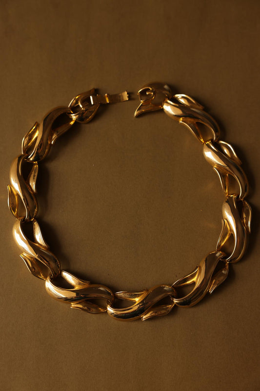 Chunky Gold-Tone Statement Necklace|Vintage Baazaar 