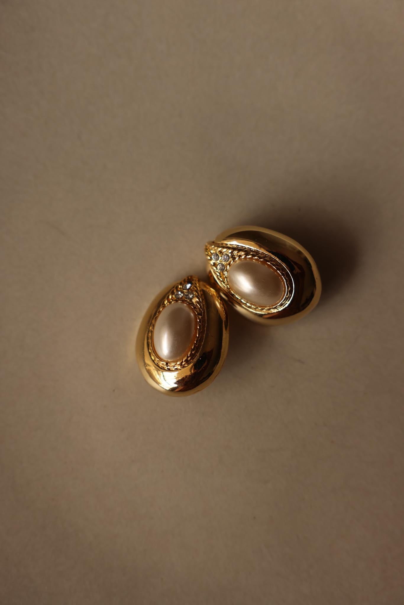 Teardrop Gold-Tone Faux Pearl Clip-On Earrings