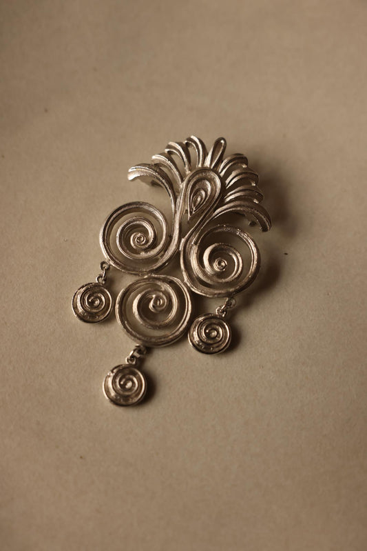 Coro silver-Tone Spiral Drop Brooch