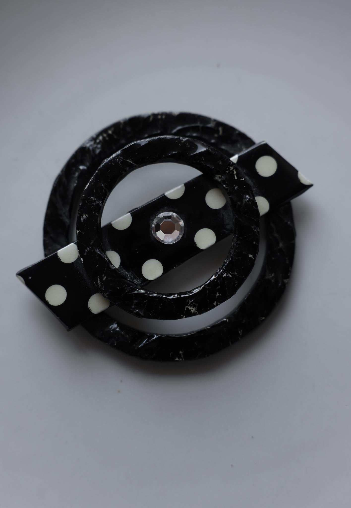 Vintage Black and White Geometric Brooch|Vintage Baazaar 