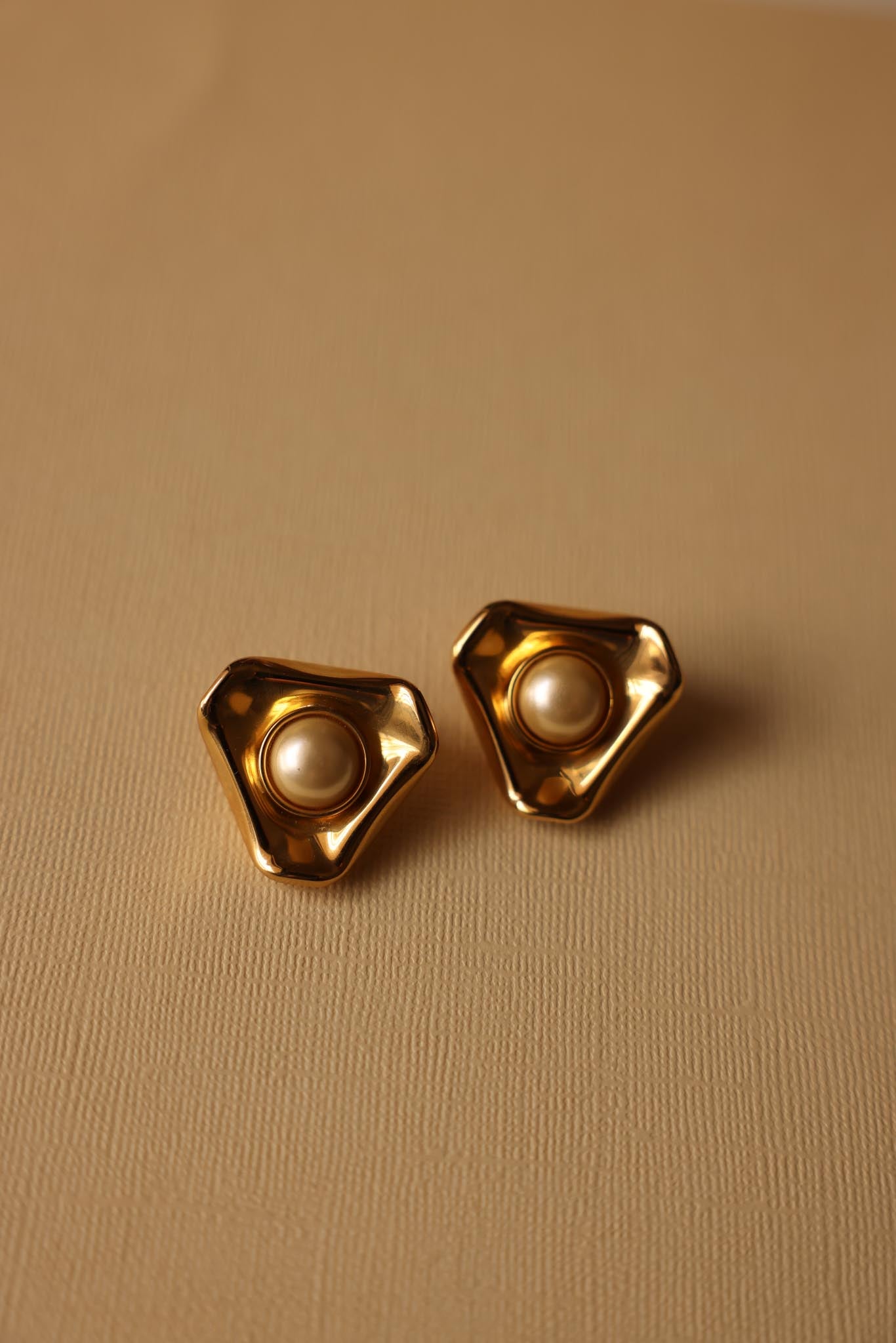 CTN USA Gold-Tone Clip-On Earrings with Faux Pearls|Vintage Baazaar 