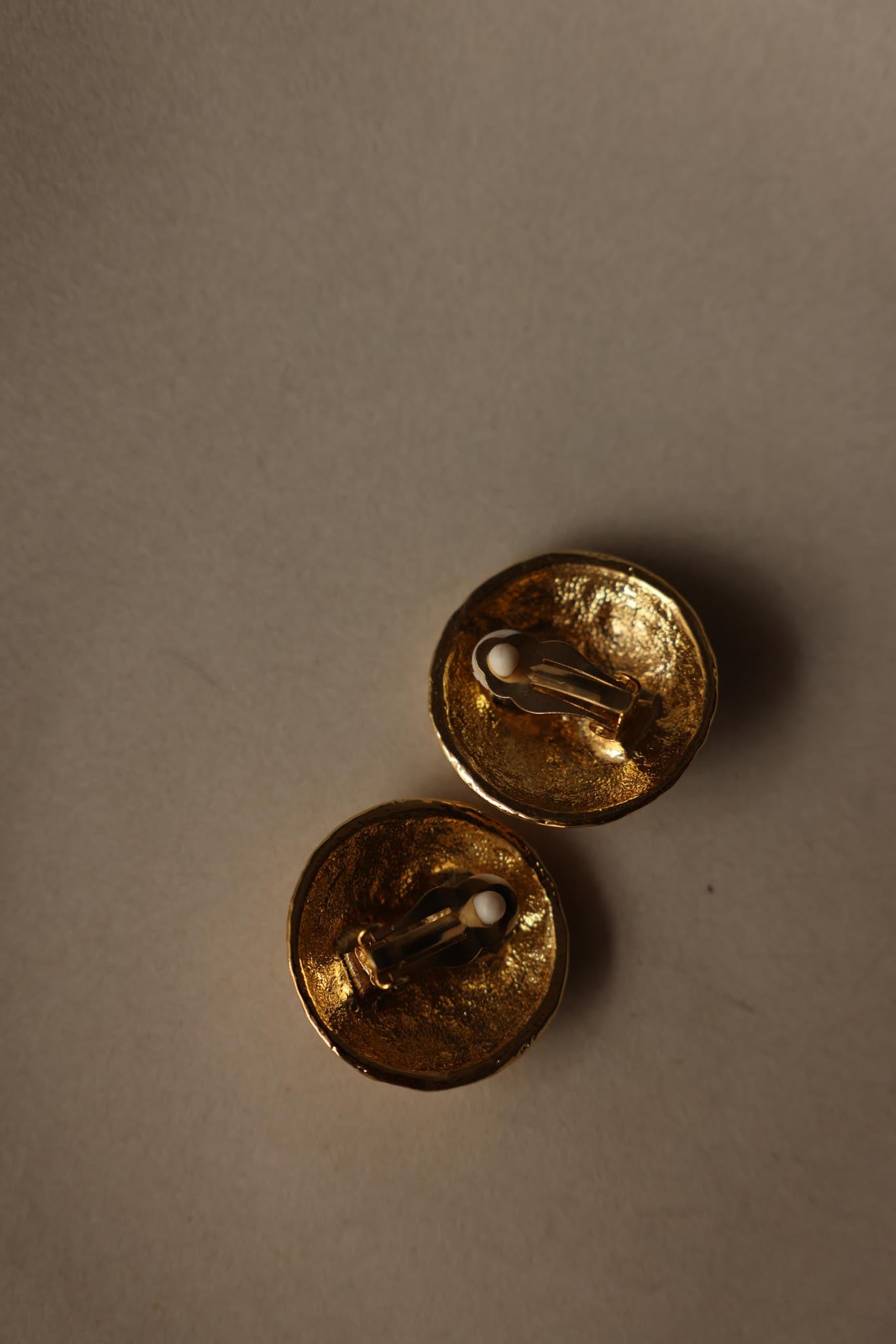 Round Ivory Enamel and Multicolor Rhinestone Clip-On Earrings