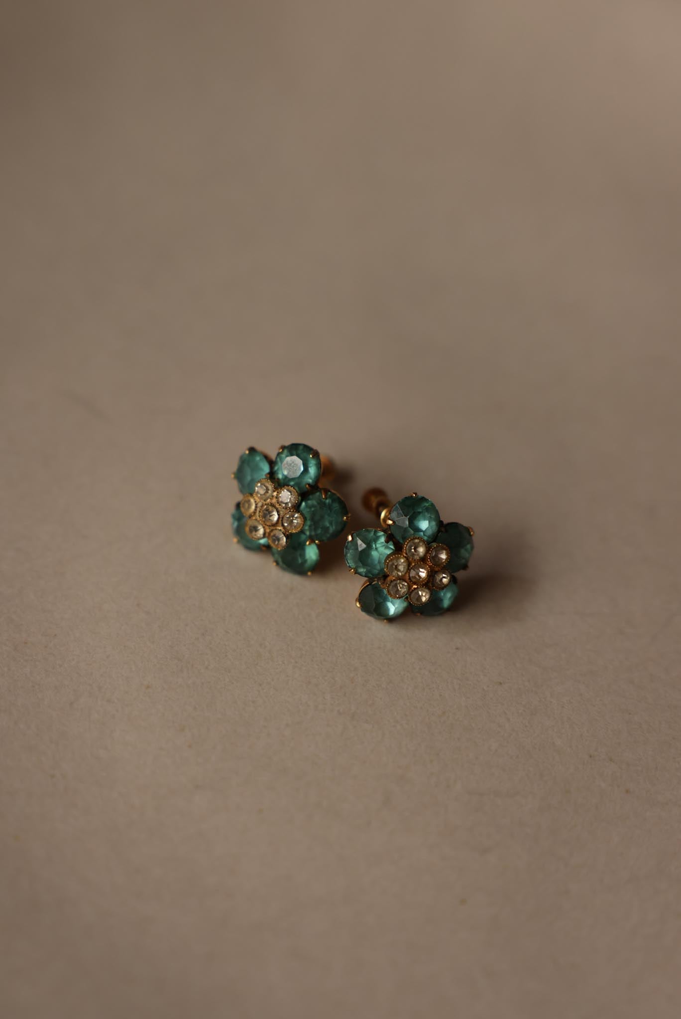 1960s Turquoise Floral Screw-Back Earrings