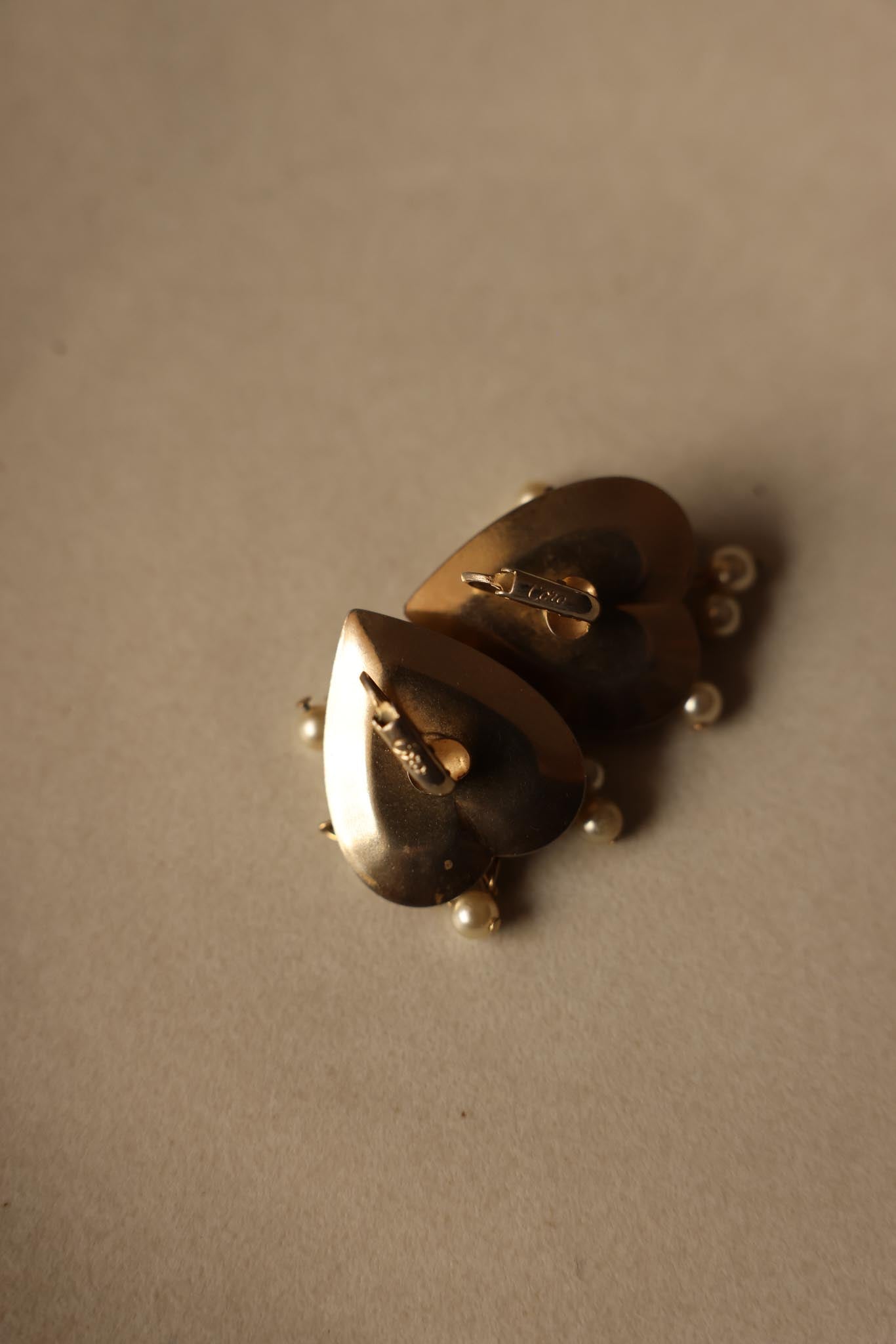 Coro Heart Clip-On Earrings with Faux Pearl Dangles|Vintage Baazaar 
