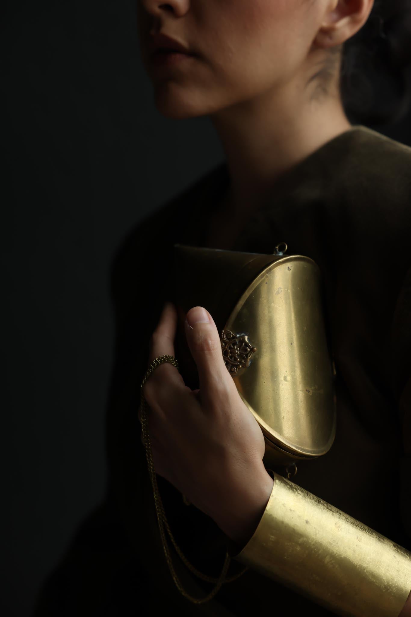 Antique Brass Evening Purse with Chain Strap – 1920s