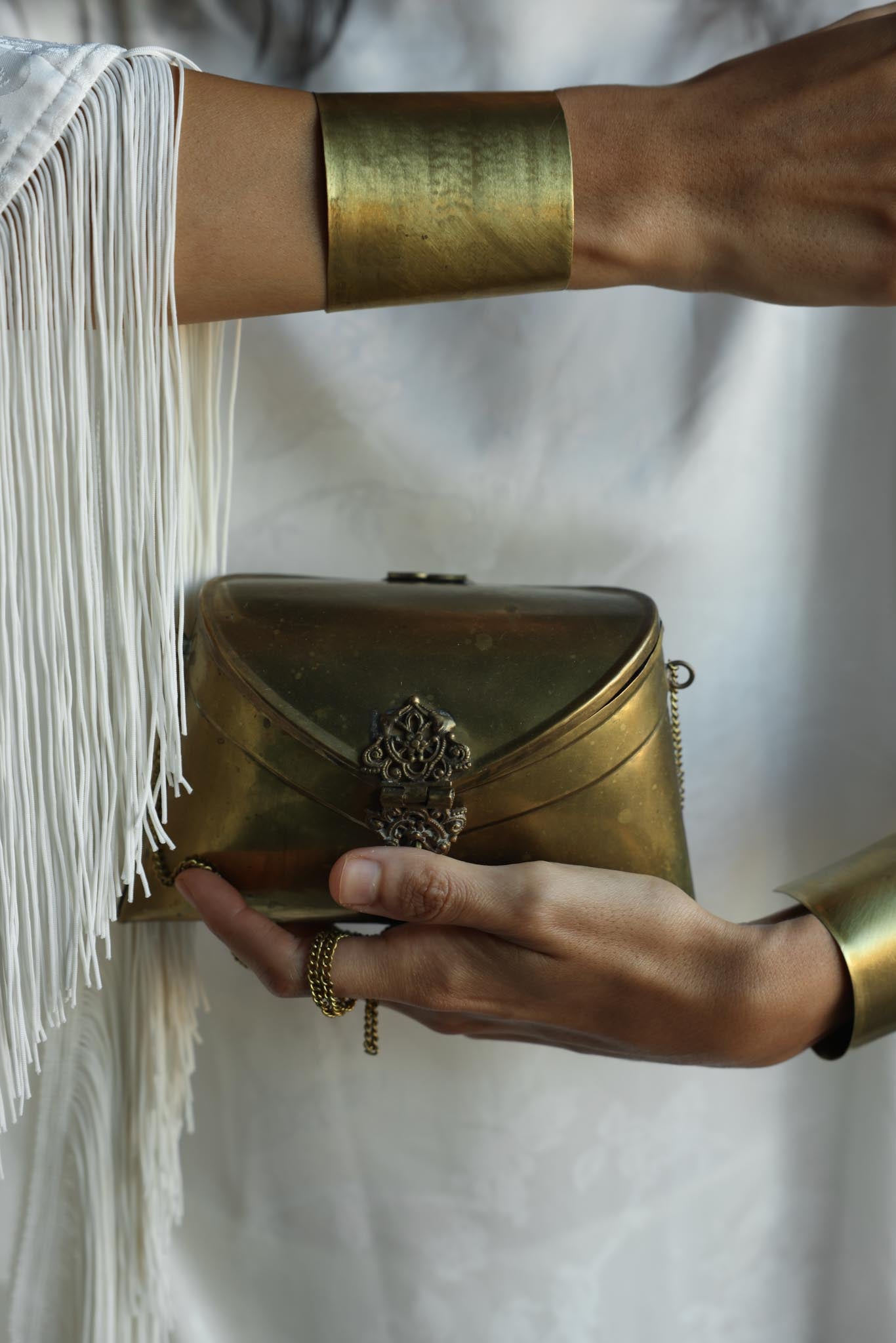Antique Brass Evening Purse with Chain Strap – 1920s