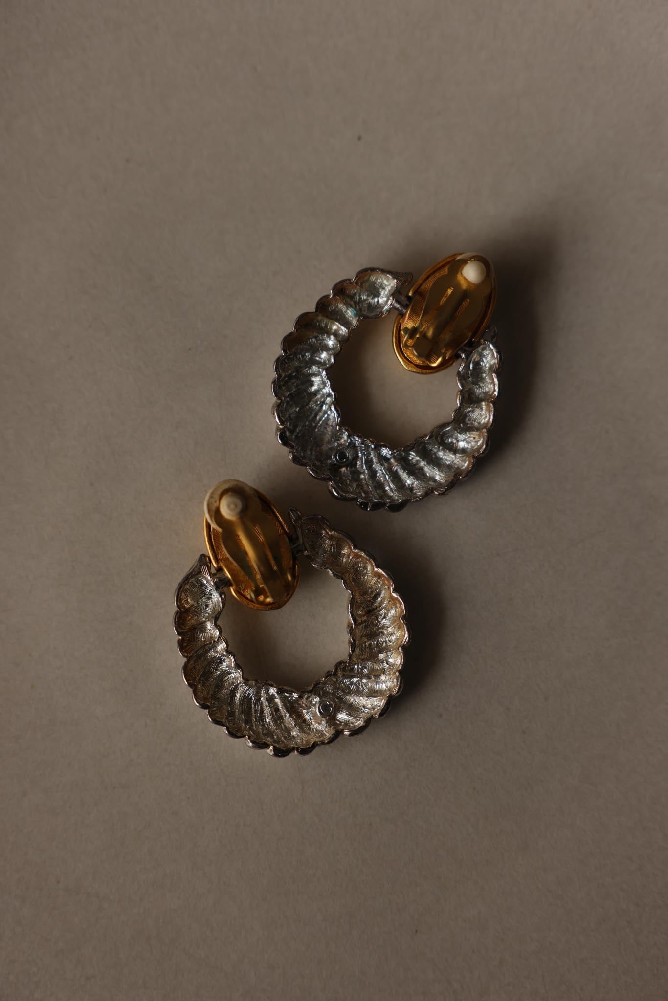 Two-Tone Twisted Hoop Clip-On Statement Earrings