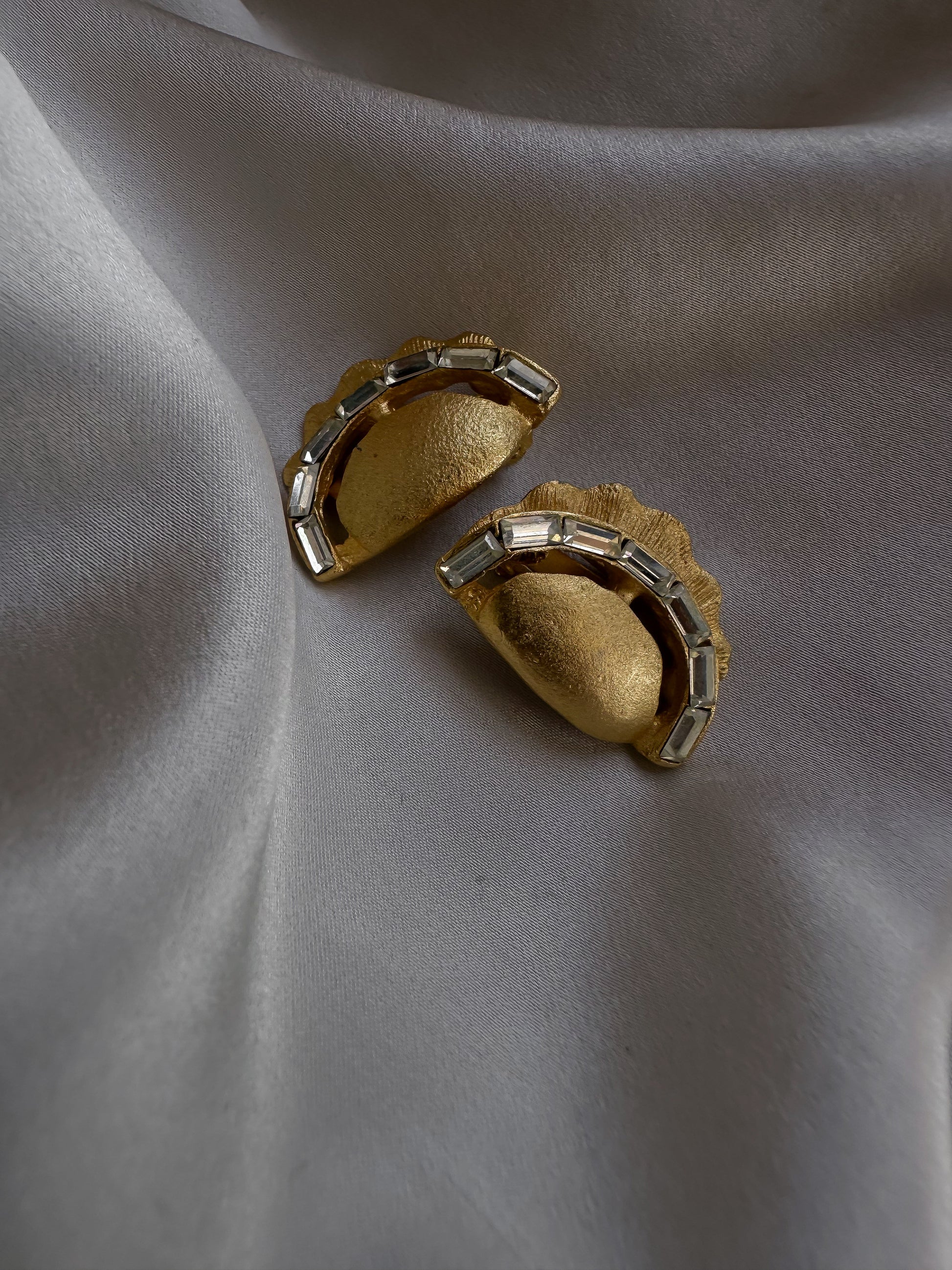 Golden Crescent Sparle Earrings|Vintage Baazaar 