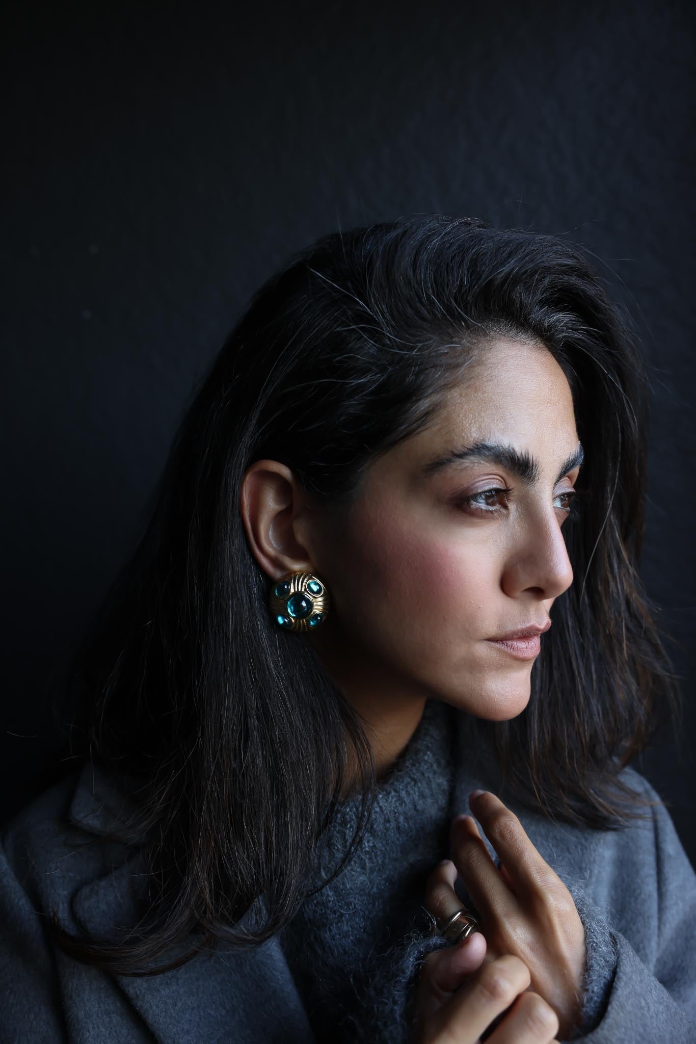 Azure Treasure Dome Earrings|Vintage Baazaar 