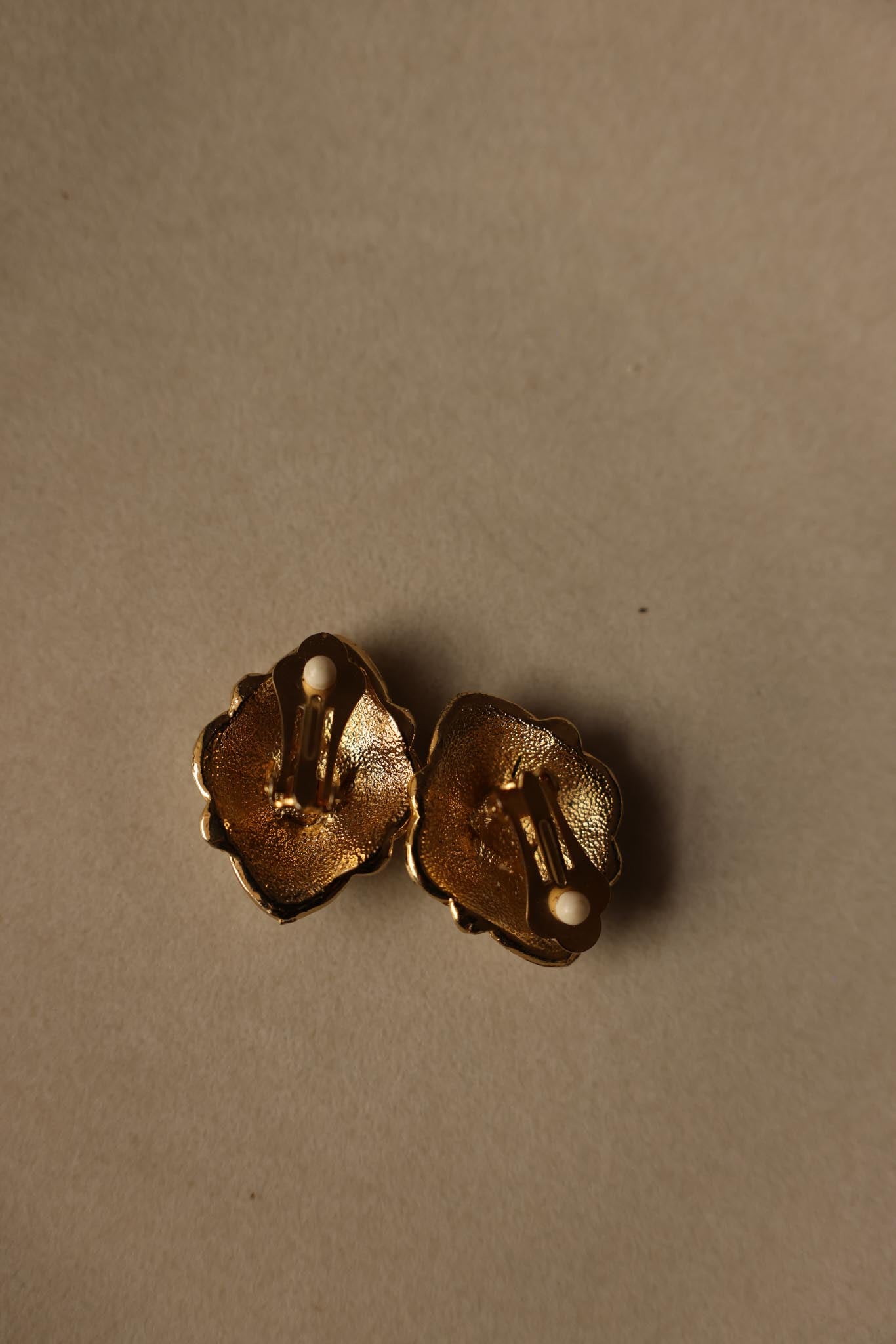 Gold-Tone Clip-On Earrings with Clear Crystals - 1970s|Vintage Baazaar 