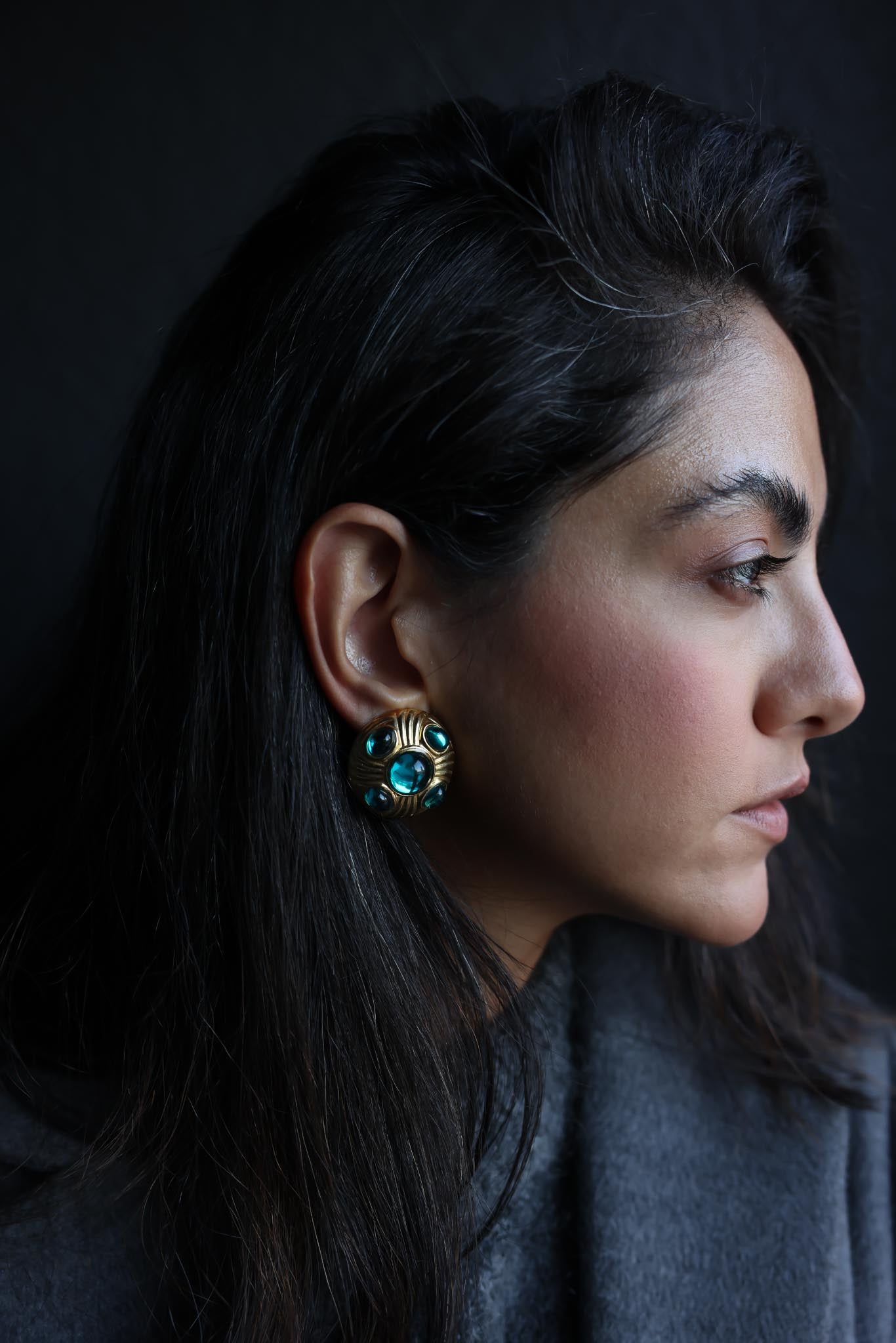 Azure Treasure Dome Earrings|Vintage Baazaar 