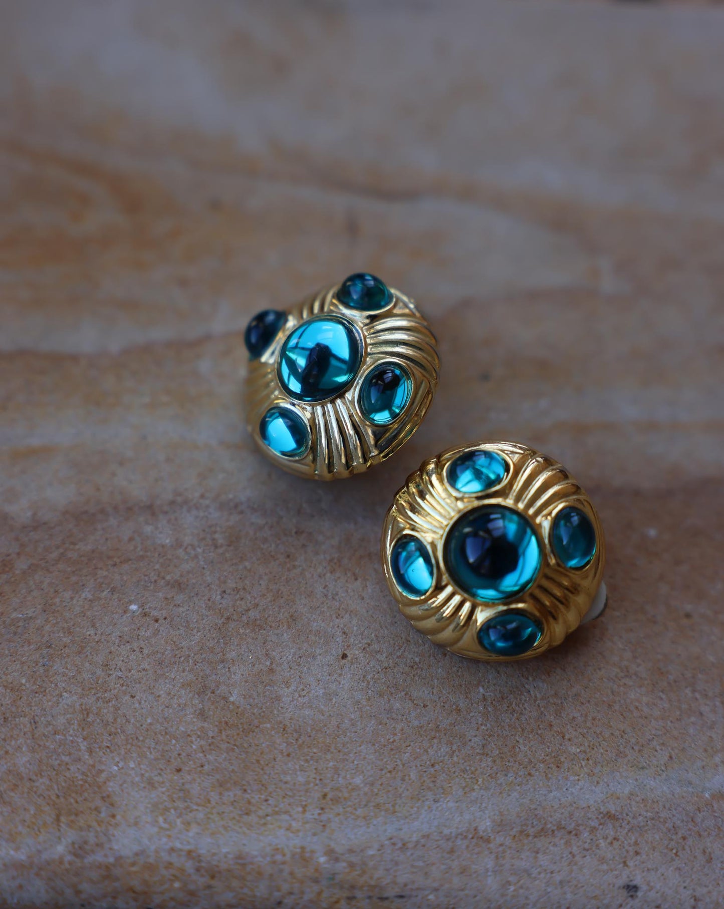 Azure Treasure Dome Earrings|Vintage Baazaar 