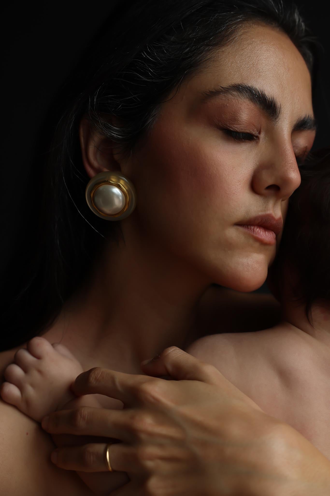 Faux Pearl and Lucite Clip-On Earrings