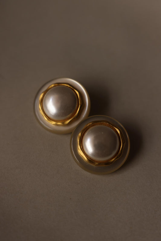 Faux Pearl and Lucite Clip-On Earrings