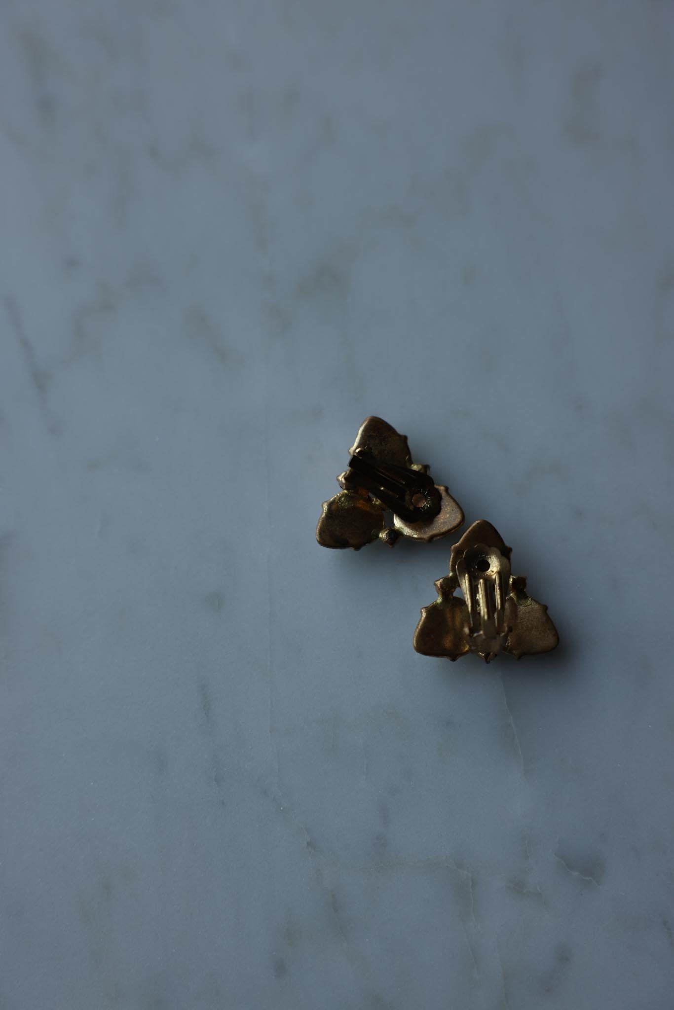 Frosted Blue Glass Clip-On Earrings