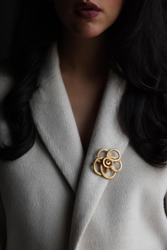 Golden Swirl Petal Brooch