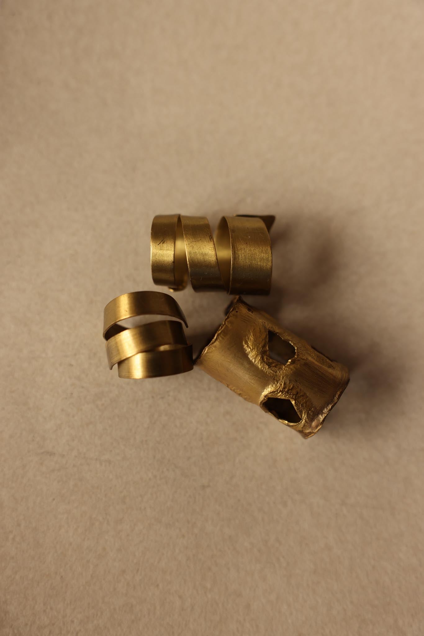 Brass Adjustable Rings - Set of 3 (Non-Vintage)|Vintage Baazaar 