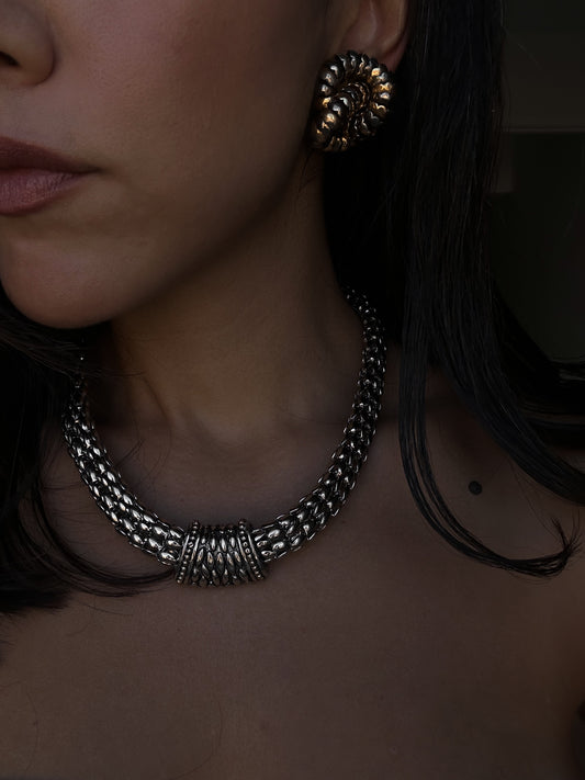 Silver Tone Cascade Collar Necklace|Vintage Baazaar 